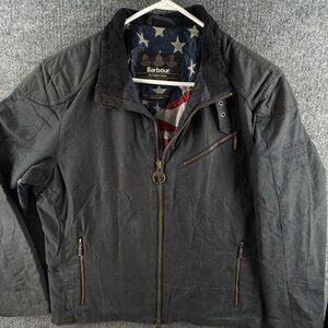 Barbour International SAMPLE Placer Blue Medium Wax Jacket Full Zip Mcqueen